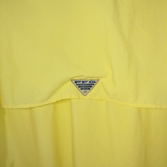 Columbia PFG Vented Breathable Long Sleeve Button Down Shirt Size L Yellow - Picture 7 of 12